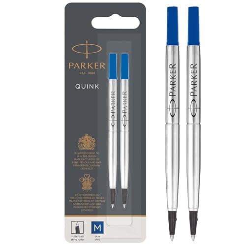 Image of Parker Rollerball Pen Refills | Medium Point | Blue QUINK Ink | 2 Count