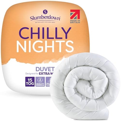 Image of Slumberdown Chilly Nights 15 Tog Double Duvet - Extra Warm, Thick & Cosy Winter Quilt for Cold Nights | UK-Made, Soft Touch Cover, Non-Allergenic & Washable (200 x 200cm)