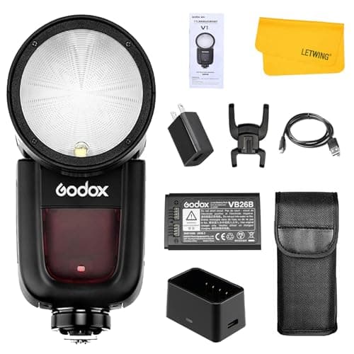 Image of Godox V1F V1-F Flash for Fuji, TTL Flash Speedlight 1/8000 HSS, Li-ion Battery V1 Round Head Flash Strobe Speedlite Compatible for Fujifilm Camera Studio Portrait Wedding