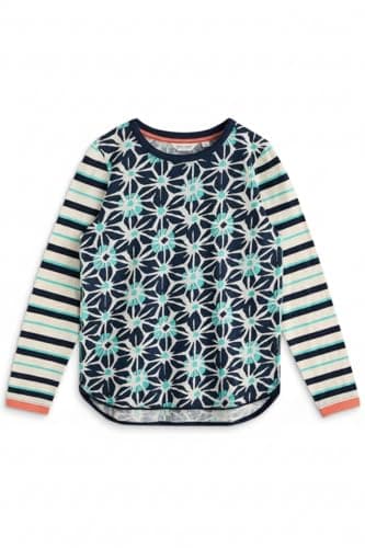 Image of White Stuff Clara Long Sleeve T-Shirt Ivory Multi Size 10
