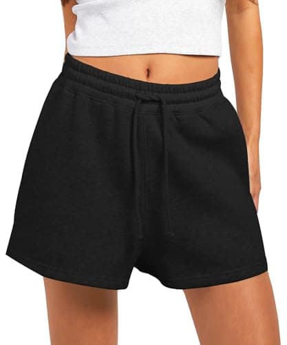 Image of Coloquin Womens Sweat Jogger Shorts High Waist Lounge Gym Workout Running Shorts with Pockets Black M