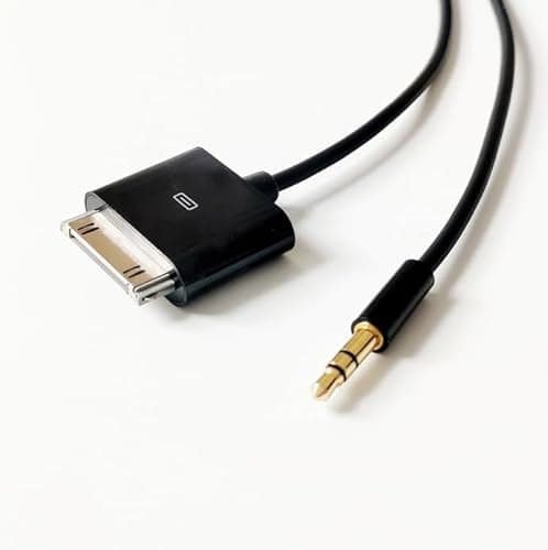 Image of Aiboco 3.5mm AUX Input to 30-Pin Male Dock Connector Cable Adapter for iPod Phone Pad 5ft Black (150CM)