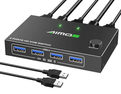 Image of MLEEDA HDMI KVM Switch 1 Monitors 2 Computers 4K@60Hz,USB KVM Switches for 2 Desktops or Laptops Sharing Single Monitor and Keyboard Mouse Printer,Plug and Play,2 USB Cables Included