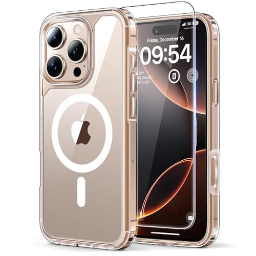 Image of TAURI for iPhone 16 Pro Max Case 6.9" with 1-Pack Screen Protector, Compatible with MagSafe, [Not-Yellowing] 16 FT Drop Protection, Military-Grade Shockproof Transparent Magnetic Phone Cover - Clear