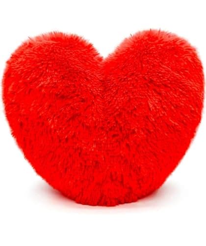 Image of Bluemoon Bedding Teddy Cuddles Heart Shape 3D Fleece Filled Cushion Soft Comfortable Warm & Cozy Home Decor Size 38cm 100% Polyester Teddy Heart (Red)