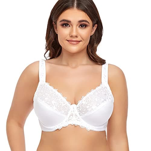 Image of Ayigedu UK Women's Underwire Full Coverage Bra Non Padded Plus Size Minimizer Bras 40G White