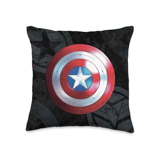 Image of Marvel The Falcon and The Winter Soldier Captain America Shield Throw Pillow, 16x16, Multicolor