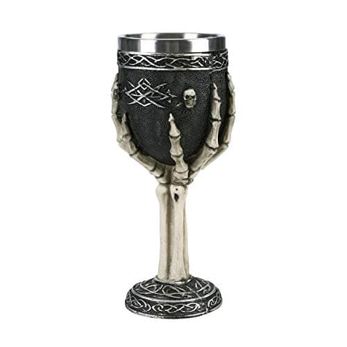 Image of Stainless Steel Skull Wine Goblet Resin Skeletal Beer Cup Gothic Viking Warrior Skull Mug Medieval Drinkware Wineglasses Sacrifice Wine Chalice Cup Whiskey Cocktail Drinking Mug Halloween Bar Decor