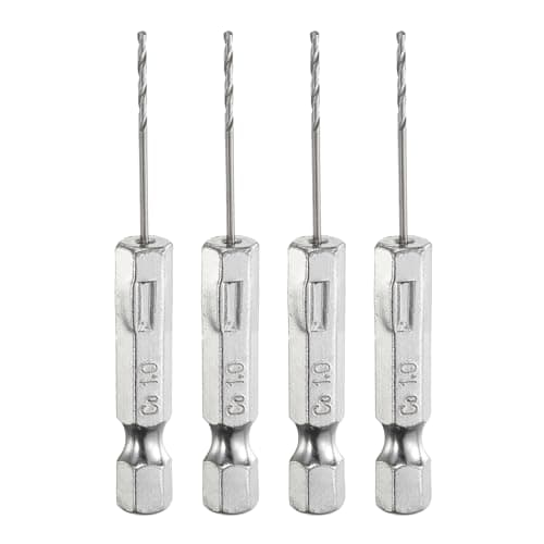 Image of sourcing map 4pcs M35 High Speed Steel Cobalt Twist Drill Bit 1mm/0.04" Dia with Quick Change 1/4" Hex Shank Jobber Drill Bit for Metal, Steel, Copper, Aluminum, Zinc Alloy