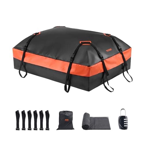 Image of VEVOR Car Rooftop Cargo Carrier Bag, 21 Cubic Feet Car Roof Cargo Carrier, 100% Waterproof Heavy Duty 840D PVC Roof Luggage Bag for All Vehicle with/without Rack- with Lock, Non-Slip Mat, 6 Door Hooks