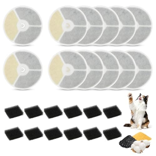 Image of Filter Unit 3.0, 12 Packs Cat Water Filters for Petkit Eversweet Solo SE/Solo 2/3 Pro / 3 / 2s Drinking Fountain,Contains 12 Cat Filters for Water Fountain & 12 Sponges for Pump