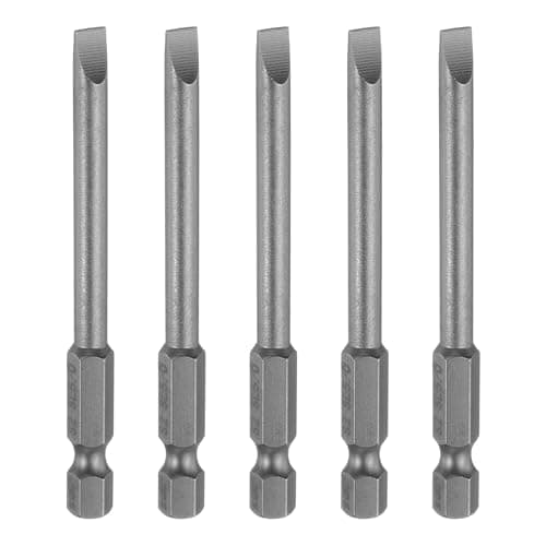 Image of Sourcing Map 5pcs SL5 Magnetic Flat Head Screwdriver Bits, 5mm S2 Steel, 1/4" Hex Shank, 3" Long, for Removing Fastening Screws