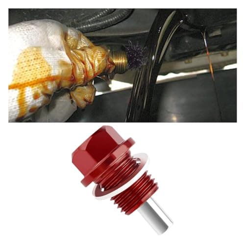 Image of M14×1.5 Magnetic Oil Drain Plug, Oil Pan Drain Nut Bolt Change Kit with Crush Washer Gaskets, Compatible with Most Ford, GM, Hyundai, KIA and Accord, Civic, Pilot, Odyssey (Red)