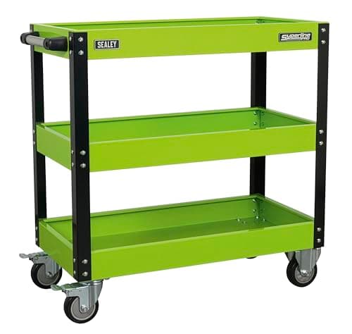 Image of Sealey Cx110Hv Workshop Trolley 3-Level Heavy-Duty - Hi-Vis Green
