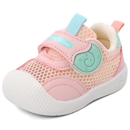 Image of MK MATT KEELY Baby Boys Girls First Walking Shoes Toddlers Summer Breathable Anti-Slip Trainer Sneakers for Infant,Size 3 UK Child,Pink
