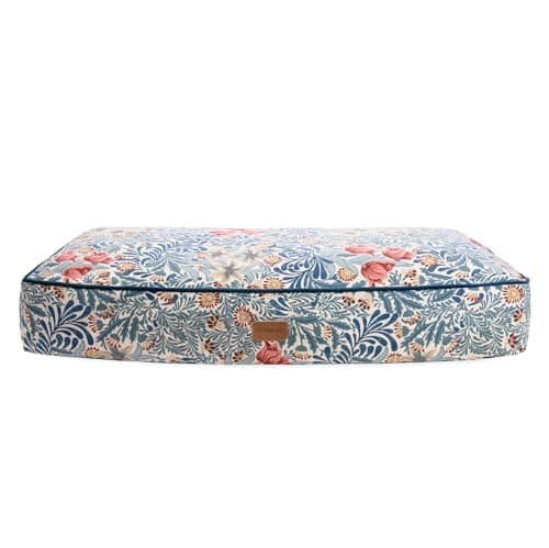 Image of Rosewood x Morris & Co. Bower Berry Mattress for Dogs, Medium Dog Bed, Blue, Thickly Padded, Non-Slip Base, Washable, Luxury William Morris Print