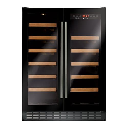 Image of CDA FWC624BL 60cm Double Door Dual Zone Under Counter Wine Cooler, 400044400