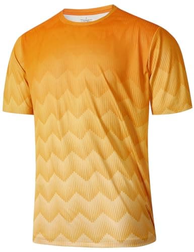 Image of iCKER Men’s T-Shirts Gym T Shirts for Men Sports Quick Dry Running Tops Moisture Wicking Athletic Short Sleeve Breathable Workout T-Shirt,Yellow TX008,XL