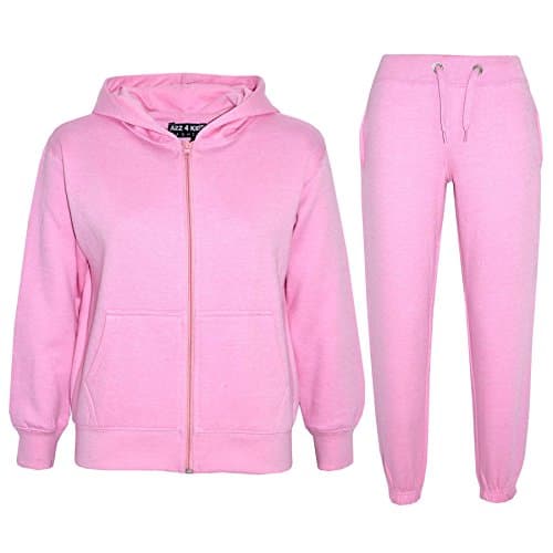 Image of A2Z 4 Kids Girls Boys Tracksuit Plain Camouflage Fleece Hooded - T.S Plain Baby Pink 9-10