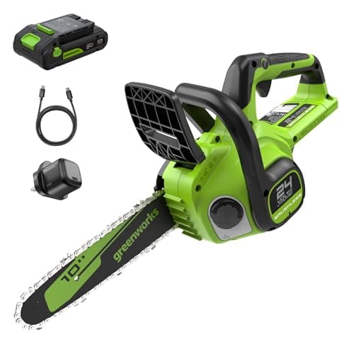 Image of Greenworks 24V 10in Cordless Chainsaw, 25cm Brushless Electric Battery Chainsaw with Automatic Oiler, 7.8m/s Chain Speed, Tool only
