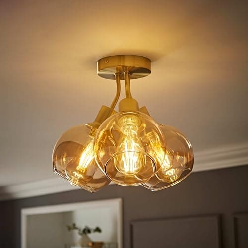 Image of ValueLights | Bellamy Brushed Gold Bubble Cluster Flush Ceiling Light and Bulbs | Ceiling Lights, Home Décor & Improvement Essential | Mains Wired