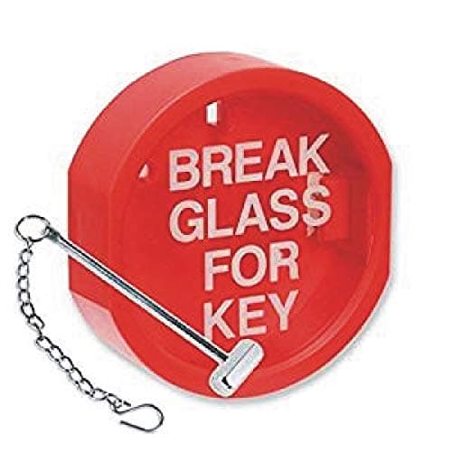 Image of FSSS Ltd BREAK GLASS KEY BOX HAMMER & CHAIN COVER SIGN FIRE ALARM EMERGENCY NEW DIY SAFETY SECURITY LANDLORD HIMO RETAIL (Keybox,cover, hammer, hook & chain)