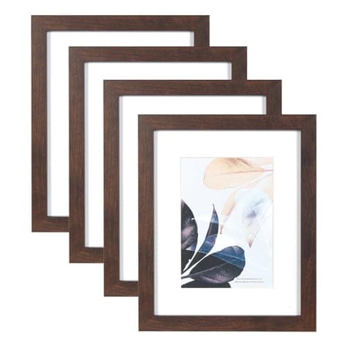 Image of Scholar Tree Walnut 10x8 Photo Frames Set of 4, Wooden Picture Frames for Freestanding and Wall Mountable…