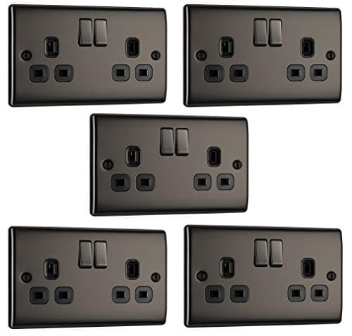 Image of Pack of 5 x BG Nexus NBN22B Twin Switch Sockets Black Nickel 13A