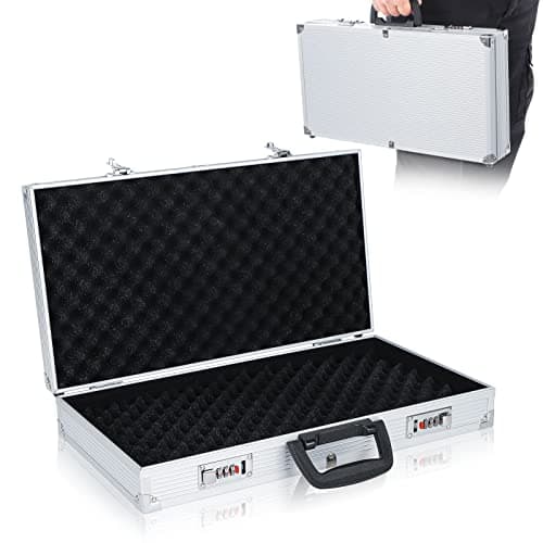 Image of Trintion Flight Case with Password Lockable Storage Tool Box Portable Aluminium Box with Protective Cubed Foam Universal Aluminium Case Large (470 x 254 x 84mm)
