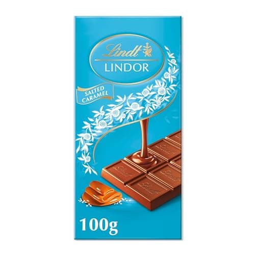 Image of Lindt Lindor Milk Chocolate Salted Caramel Bar, 100g