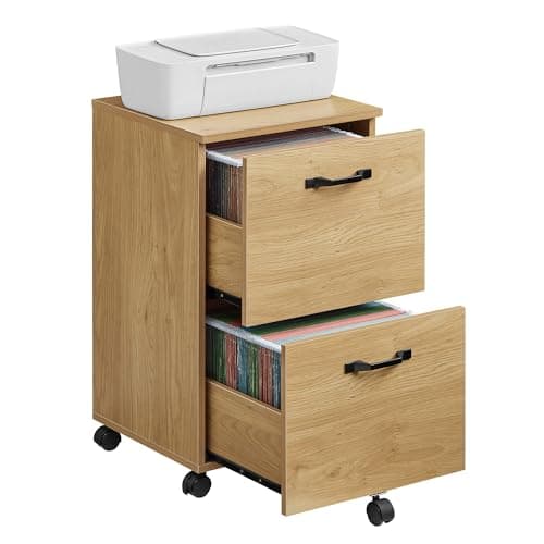 Image of VASAGLE 2-Drawer Filing Cabinet, Mobile File Cabinet for Home Office, Small Rolling Filing Cabinet, Printer Stand, for A4, Letter-Size Files, Hanging File Folders, Straw Yellow OFC040Y70