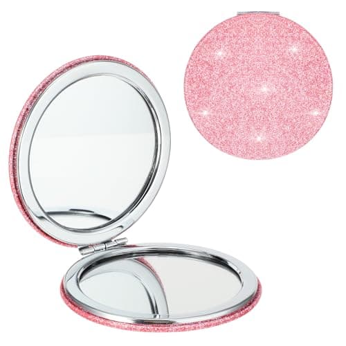 Image of Mabor Compact Mirror Folding Round Mini Makeup Mirror Portable Bling Magnifying Handbag Compact Cute Travel Double-Sided Mirrors for Women Purse Handbag Wallet Home Office