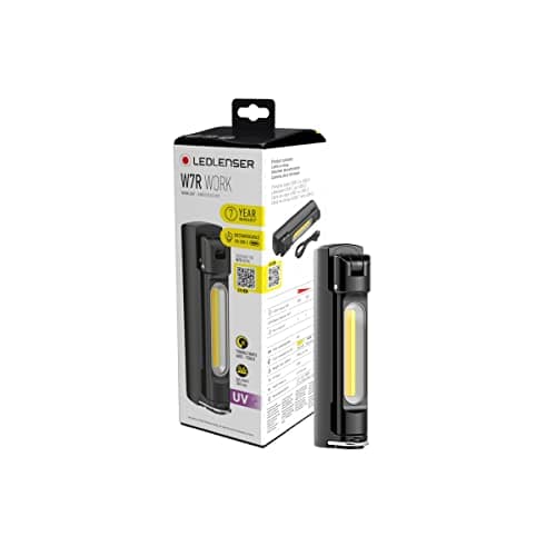 Image of Ledlenser W7R Work, Foldout Rotatable, UV, Portable LED Light, Magnet and Hook, Bright Torch, 500 lumens, Workshop Tools, , Inspection Hand, USB, Lamp, ,, Black