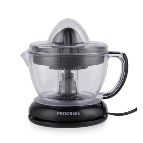 Image of Progress EK5881 Compact Citrus Juicer - 700ml BPA Free Jug With Measurements, Includes Small & Large Juicing Cones, Multidirectional Rotation For More Juice, Built-In Easy Pour Spout, Detachable Base