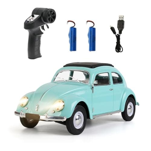 Image of NULA D62MINI 1:16 Scale Retro RC Beetle Car, 2.4GHz 4CH RWD Drift Remote Control Car with 130 Motor & LED Lights, High Speed Vintage Racing Sport Model for Adults Enthusiasts