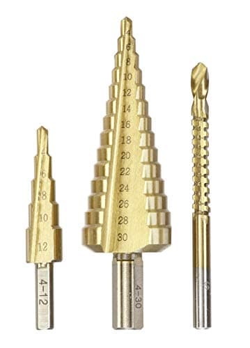 Image of kwb 525890 Step Drill, 3-Piece Set with milling Drill, 1 x 4-12 mm and 4-30 mm, Surface Titanium-nitrided
