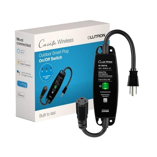 Image of Lutron Smart Outdoor Plug for Caseta Smart Lighting, for Summer, Patio, Backyard, and Outdoor Lights, & Motors, 15A LED Fixtures & 1/2 HP Motors, PD-15OUT-BL, Black