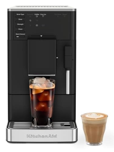 Image of KitchenAid 5KES8452 Fully Automatic Espresso Machine with Iced Coffee KF2, Bean to Cup Coffee Maker with Built-in Grinder, 7 Recipe Options, Steam Wand, Matte Black
