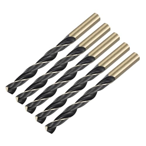 Image of sourcing map 5pcs Straight Shank Twist Drill Bits 11mm Gold Titanium & Black Nitride Coated High Speed Steel (HSS) 4341 with 11mm Shank for Stainless Steel Alloy Metal Plastic Wood