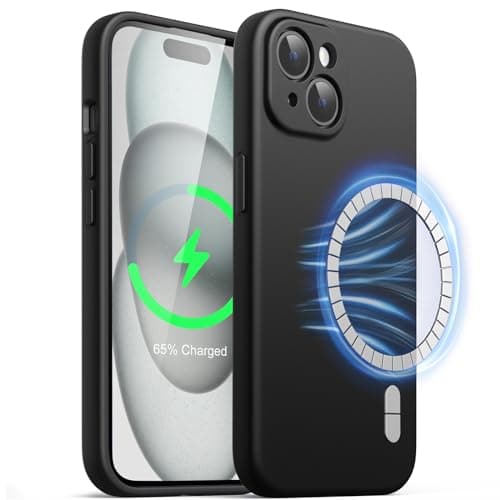 Image of JETech Magnetic Silicone Case for iPhone 15 6.1-Inch, Compatible with MagSafe, Phone Cover with Camera Lens Full Protection (Black)
