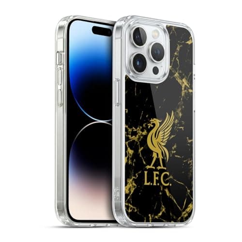 Image of Head Case Designs Officially Licensed Liverpool Football Club Black & Gold Marble Crest & Liverbird Patterns 1 Soft Gel Case Compatible With Apple iPhone 14 Pro