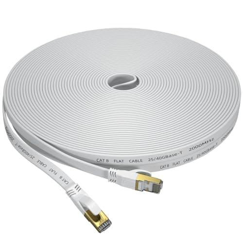 Image of Cat 8 Ethernet Cable 10M, Outdoor&Indoor High Speed Heavy Duty Network LAN Internet Cable,SFTP Gold Plated RJ45 40Gbps 2000Mhz Patch Cord, for Router/Gaming,Faster Than Cat7/Cat6/Cat5(White, 10M)