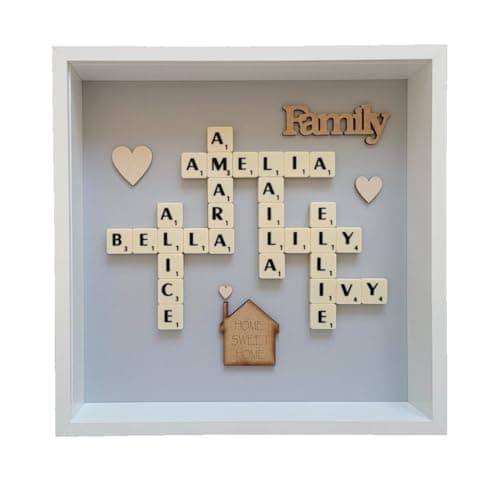 Image of 10x10 Frame | 6cm Deep | Any Occasion | Picture (H26.5cm x W26.5cm x D6cm) Father's Day | Dad | Daddy | Father | Family Tree | New Home | Word Art | Alphabet Letter Tile | Personalised Handmade Gift