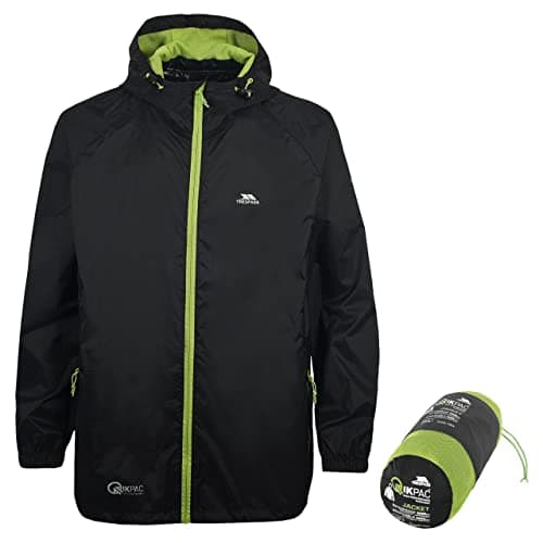 Image of Trespass Adults Waterproof Jacket Qikpac - Lightweight Packaway Raincoat, 2 Zip Pockets, Full Body Front Zip, Adjustable Hood, Storm Flap, Ventilated Back, Foldable Packs in Pouch