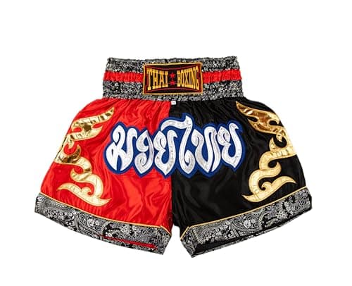 Image of MUAY NATION Muay Thai Shorts for Men Women Slim Cut MMA Boxing Shorts Training Kickboxing Clothing Martial Arts Trunks (XXL, Red/Black)