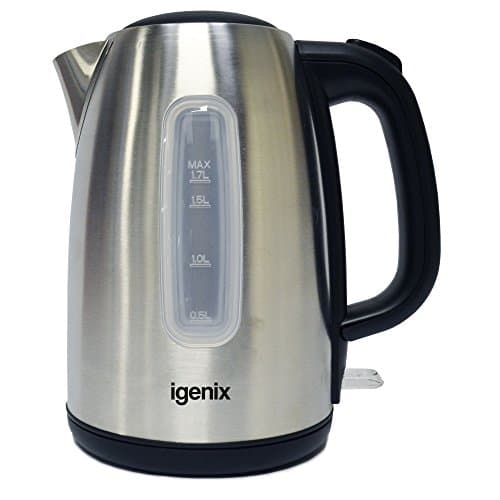 Image of Igenix IG7731 Cordless Electric Jug Kettle, Easy Open Lid and Removable, Washable Filter for Easy Cleaning, 2200 W, Stainless Steel