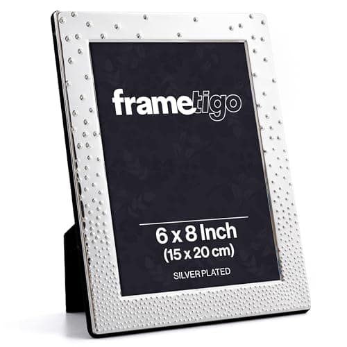 Image of Frametigo - Silver Plated Dazzle Bubble Photo Frame, 6"x8" (15x20cm) Photo Size - Velvet Frame Backing & Stand - Real Glass Window - Tarnish Resistant - Landscape or Portrait Orientation