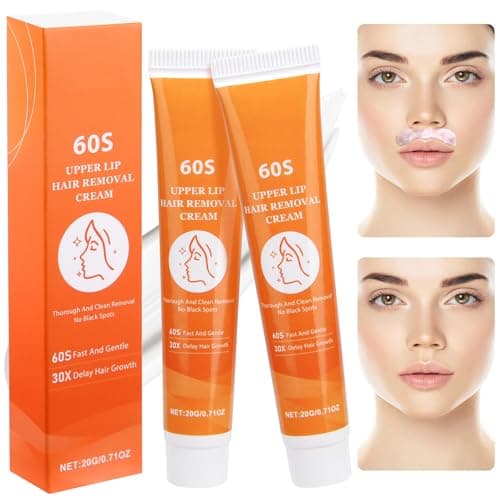 Image of 2 Pcs Facial Hair Remover Cream for Women, Upper Lip Hair Removal Cream for Face, Painless Moisturizing Depilatory, Sensitive Skin Friendly