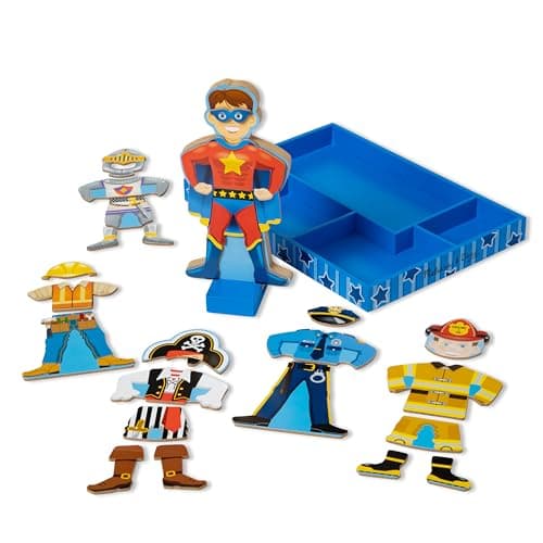 Image of Melissa & Doug Billy Magnetic Wooden Dress-Up Pretend Play Set (25+ pcs) Pretend Play Magnetic Dress Up Set for Toddlers and Preschoolers Ages 3+