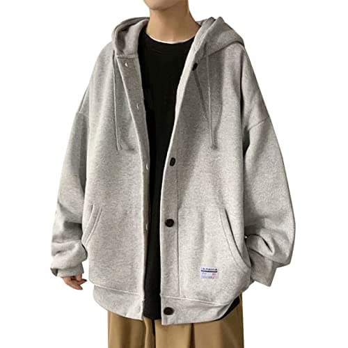 Image of Generisch Hoodie Men's Hooded Pullover Hoody Oversized Cardigan with Hood for Men, gray, 3XL